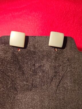 Square Cream Stud Earrings